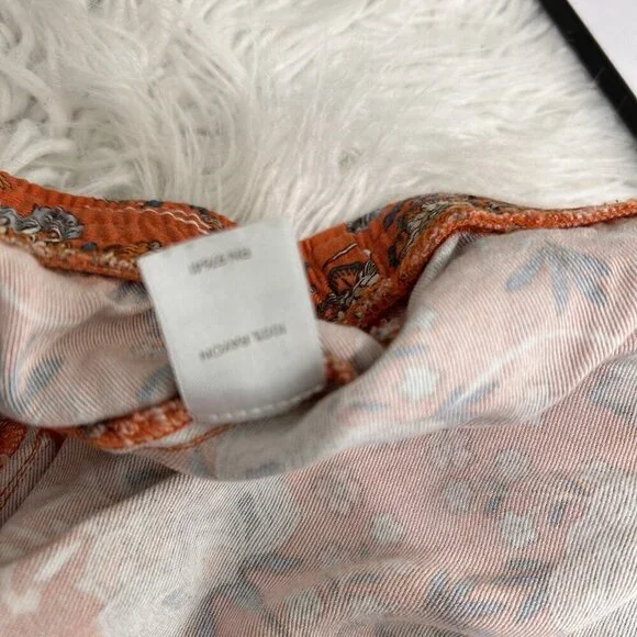 J. JILL Boho Floral Shorts Elastic Drawstring Waist Orange Multicolor Size L - Picture 8 of 9